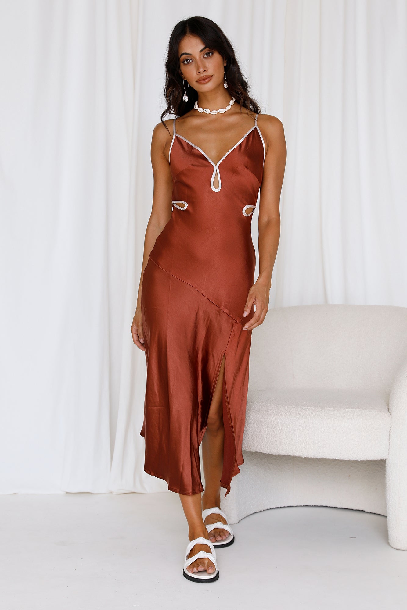 Again And Again Maxi Dress Brown-Roy Dress