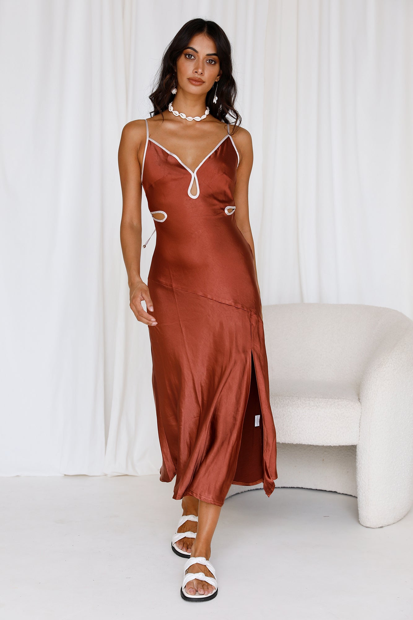 Again And Again Maxi Dress Brown-Roy Dress