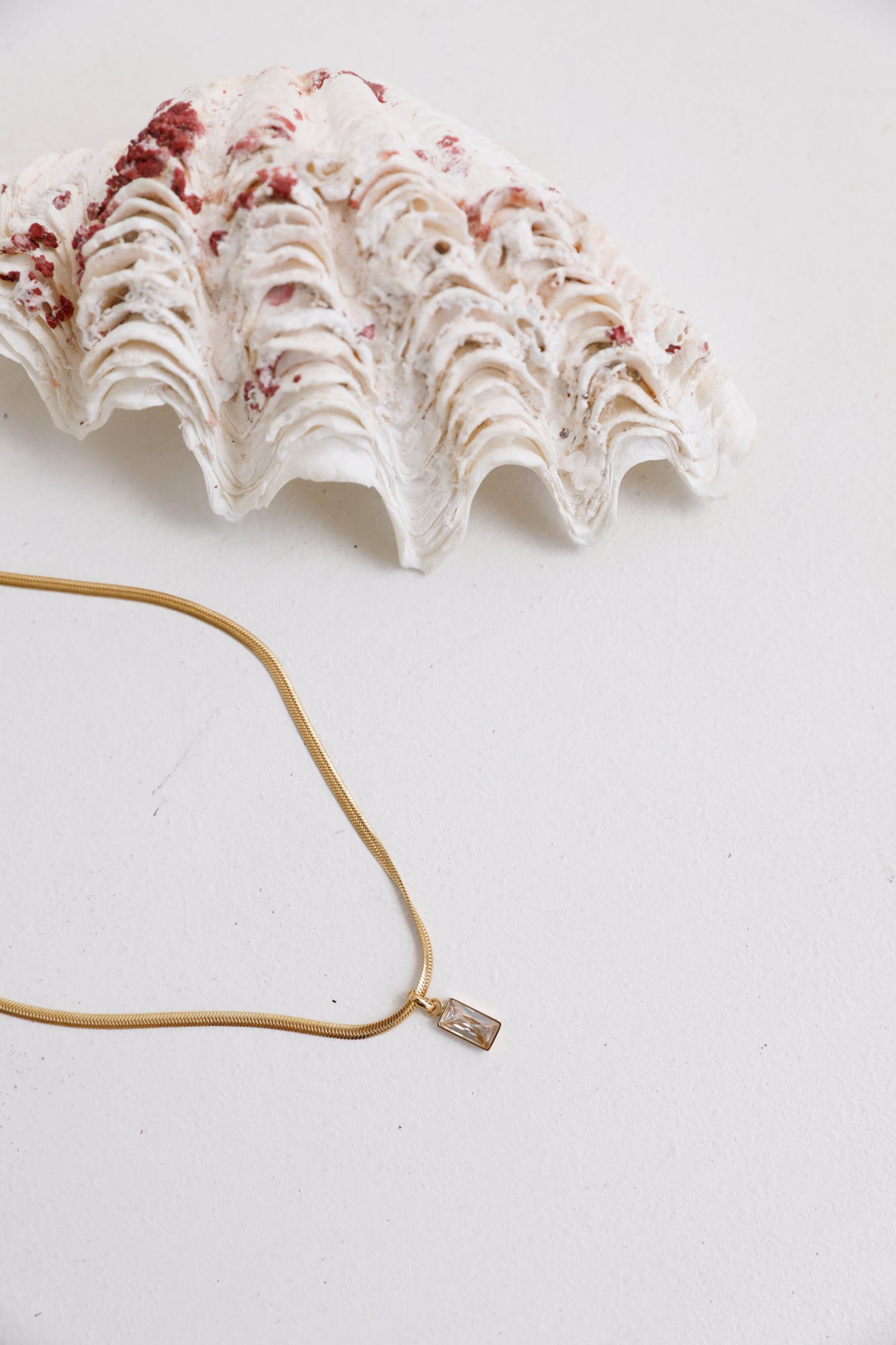 18k Gold Plated Looking Glass Necklace Clear-Roy Dress