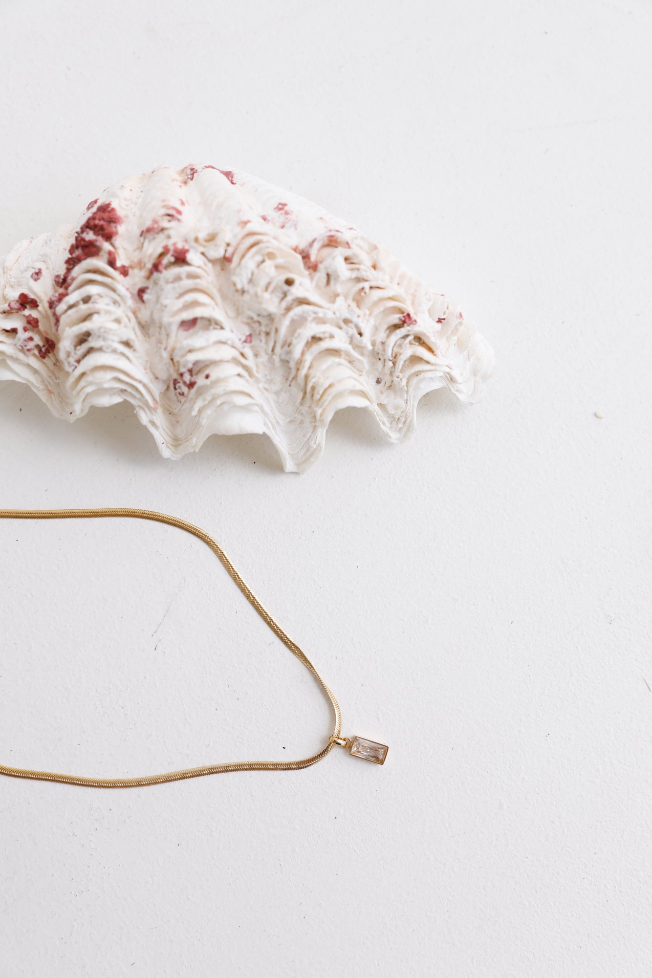 18k Gold Plated Looking Glass Necklace Clear-Roy Dress