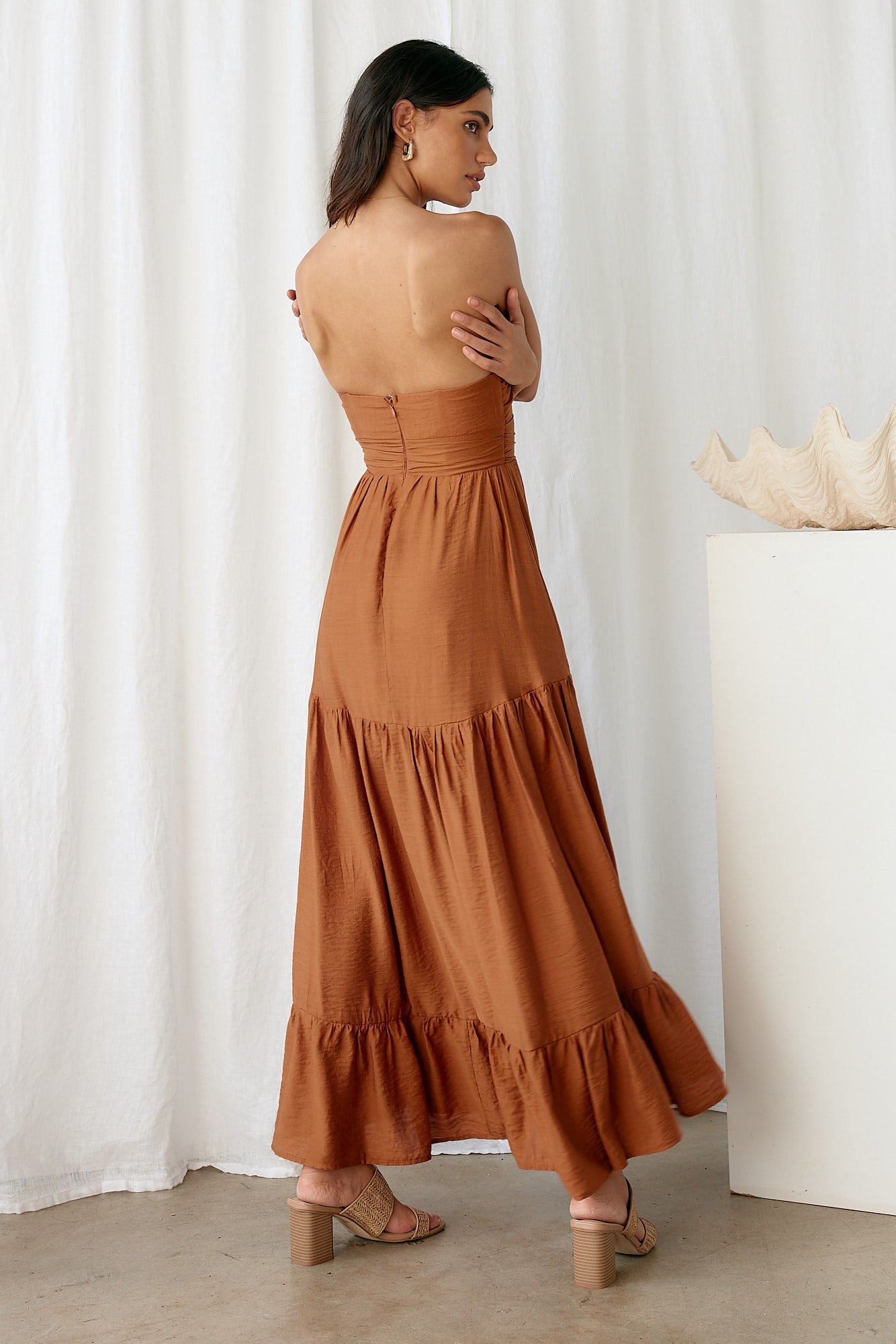 Let's Fly Away Maxi Dress Tan-Roy Dress