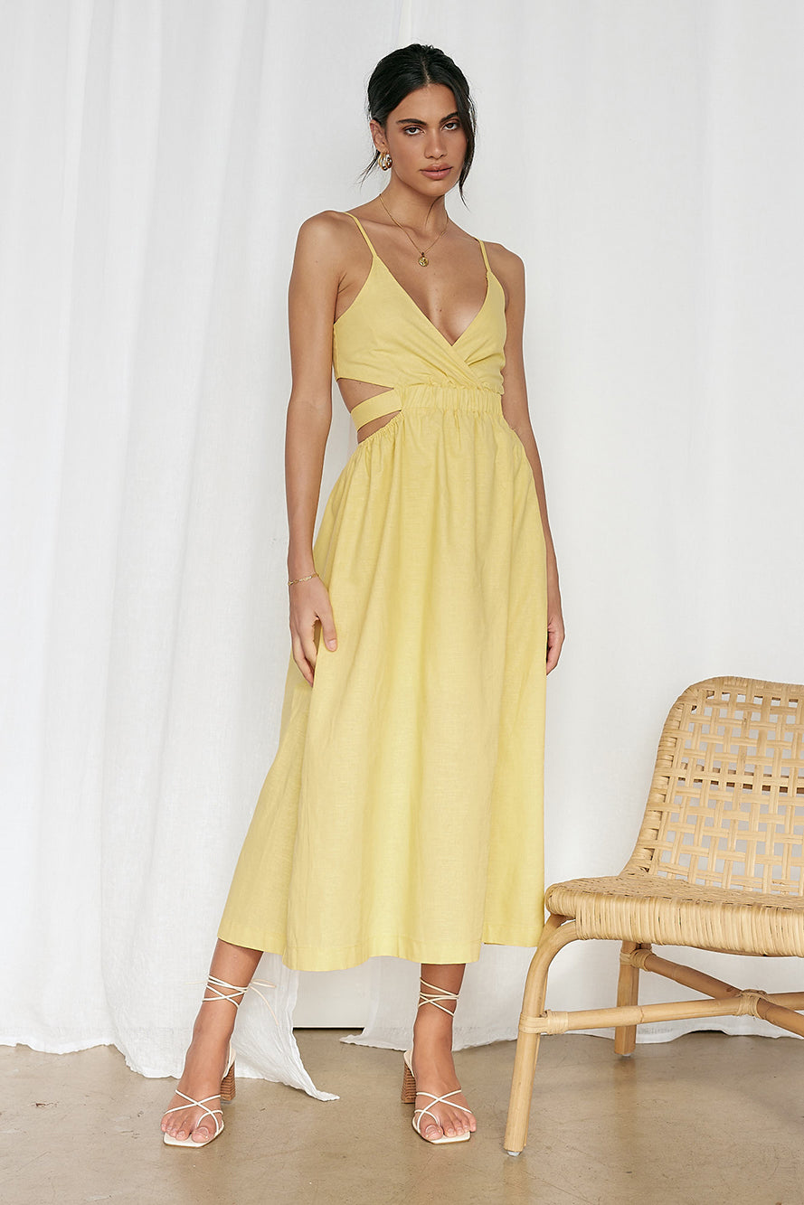 Bon Voyage Maxi Dress Yellow-Roy Dress