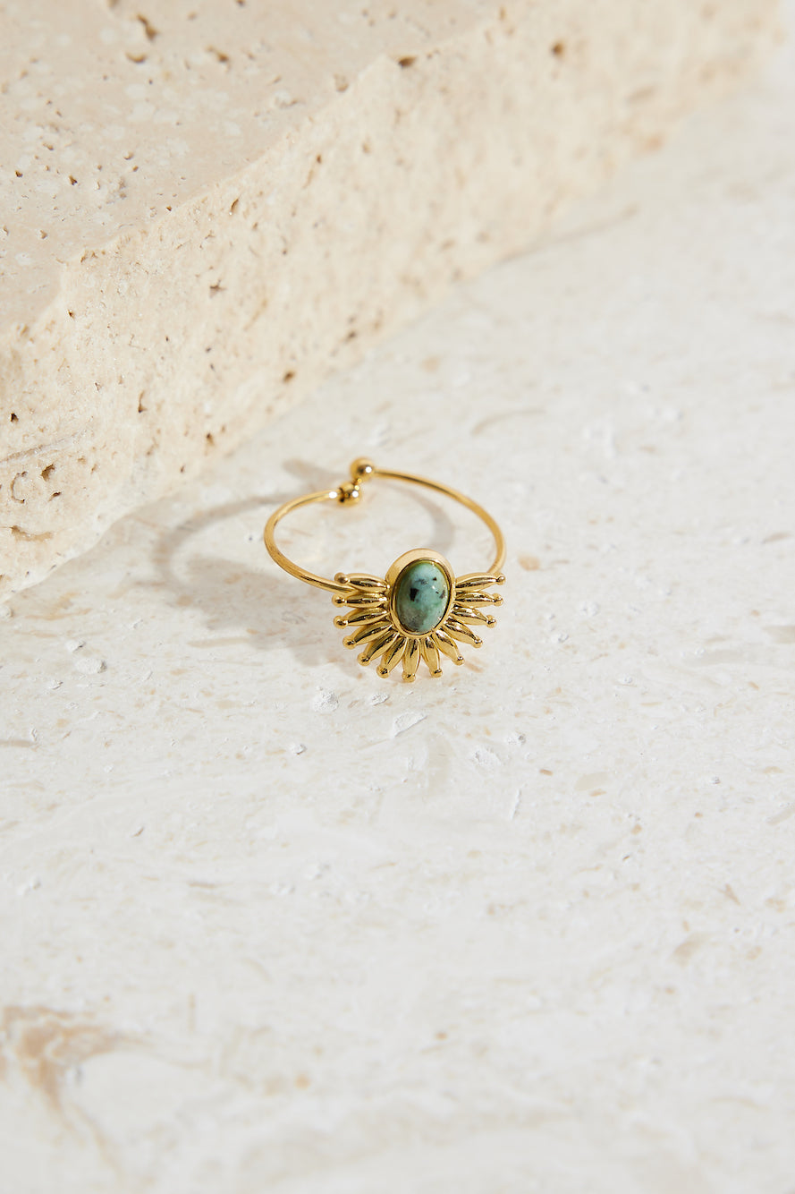 18k Gold Plated Glaring Sun Ring Gold-Roy Dress