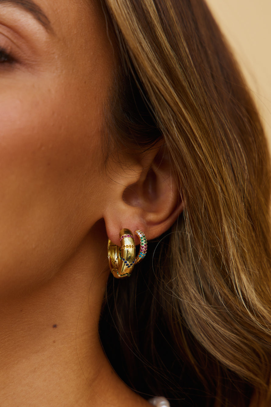 18k Gold Plated Checking In Earrings-Roy Dress