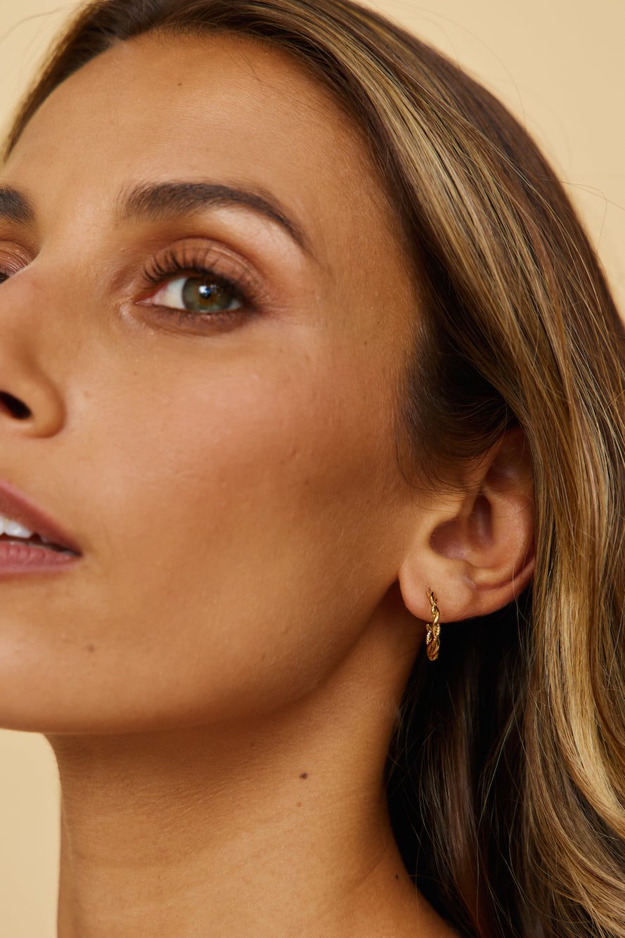 18k Gold Plated Guiding Lights Earrings Gold-Roy Dress