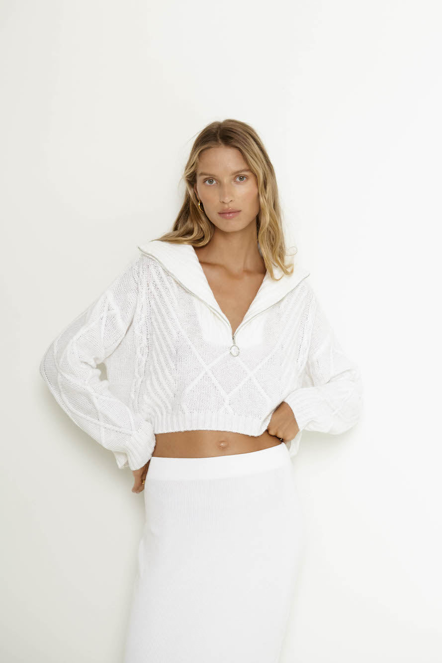 SNDYS Jax Crop Jumper White-Roy Dress