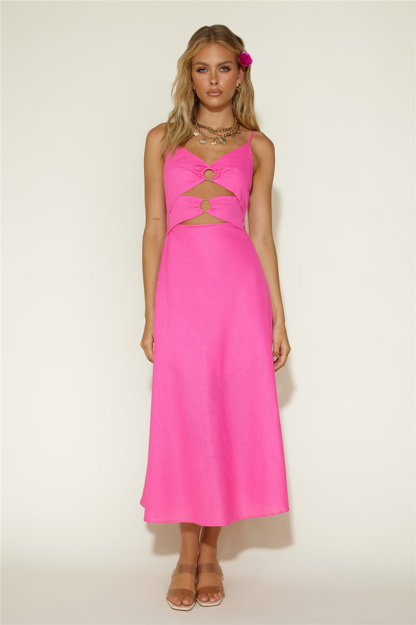 Cancel My Plans Maxi Dress Pink-Roy Dress