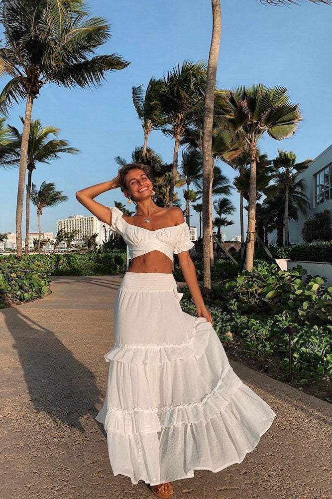 Eyes Like The Earth Crop Top White-Roy Dress