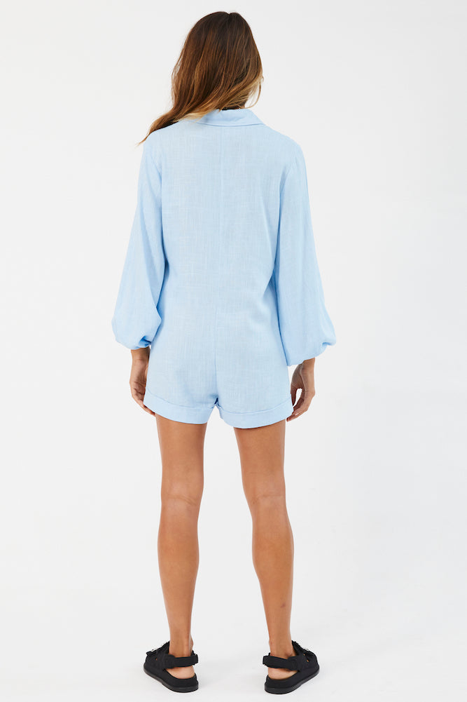 Call And Response Romper Blue-Roy Dress