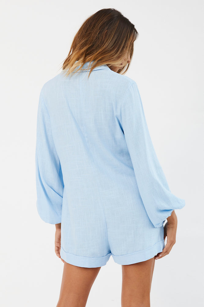 Call And Response Romper Blue-Roy Dress