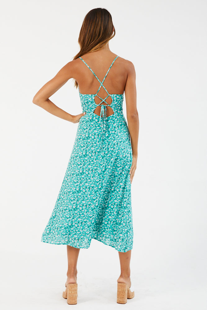 Born In Spring Midi Dress Green-Roy Dress