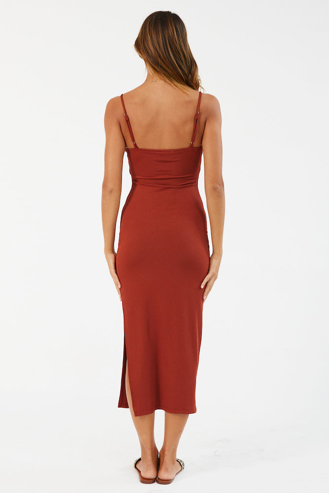 Acai In The Morning Midi Dress Brown-Roy Dress