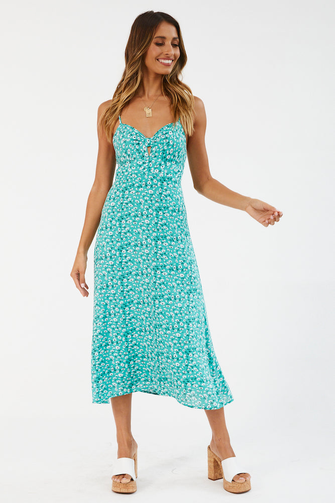 Born In Spring Midi Dress Green-Roy Dress
