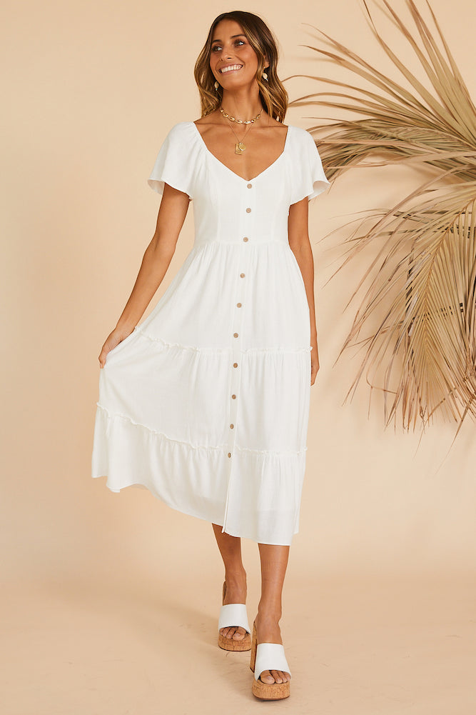 This Sweet Feeling Midi Dress White-Roy Dress