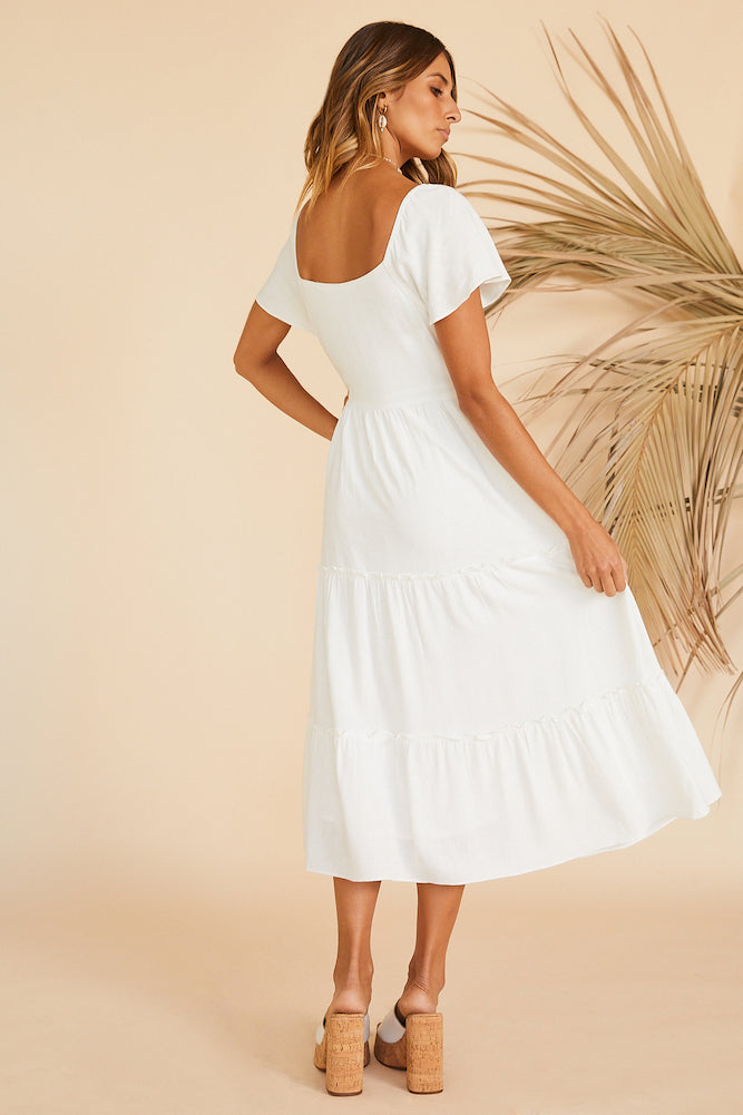 This Sweet Feeling Midi Dress White-Roy Dress