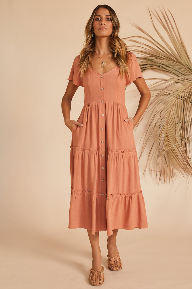 This Sweet Feeling Midi Dress Rose-Roy Dress