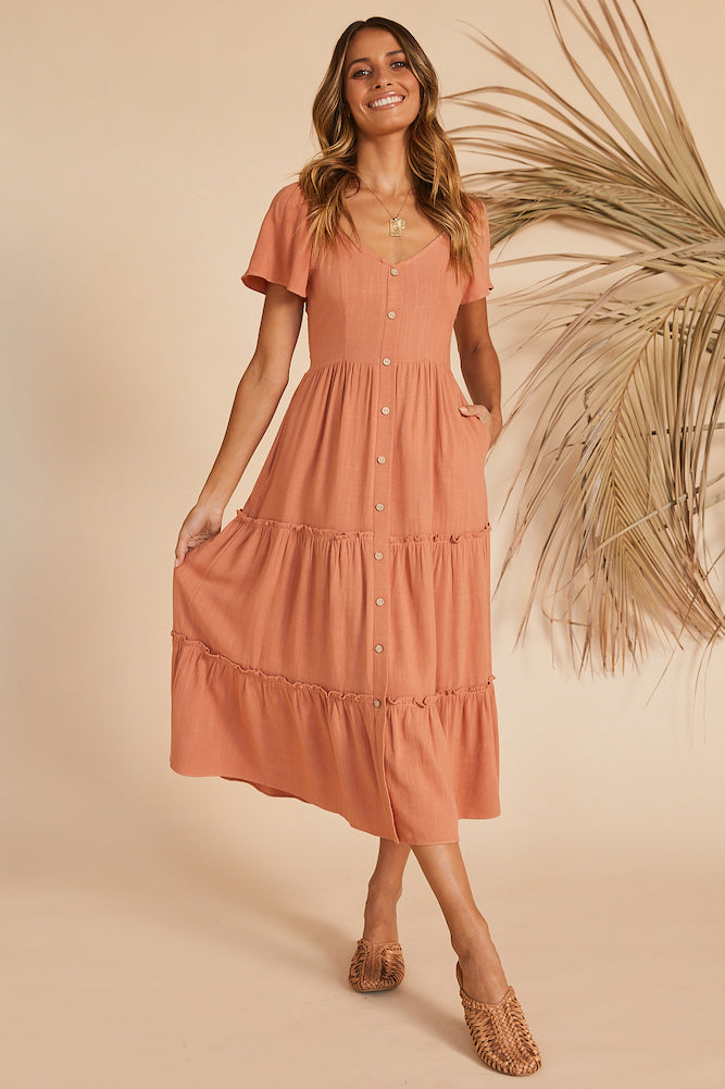 This Sweet Feeling Midi Dress Rose-Roy Dress