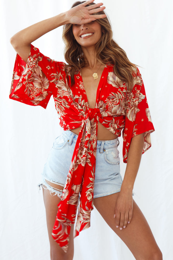 Absence Of Love Tie-Up Top Red-Roy Dress