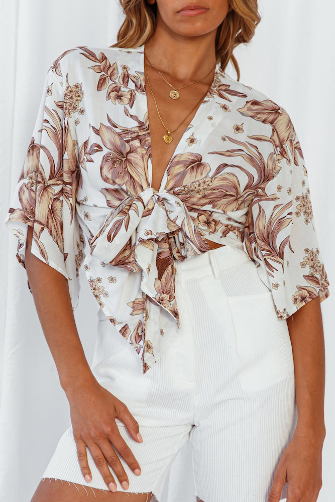 Absence Of Love Tie-Up Top White-Roy Dress