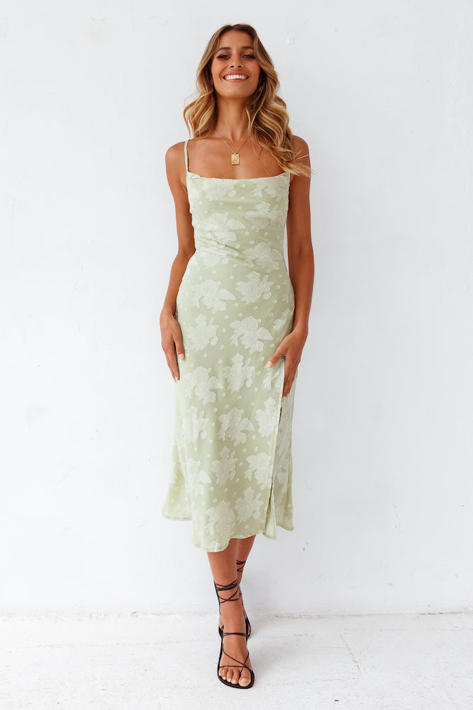 Leora Midi Dress Green-Roy Dress