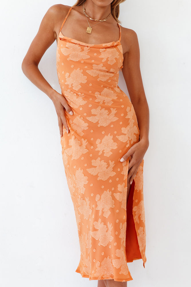 Leora Midi Dress Orange-Roy Dress