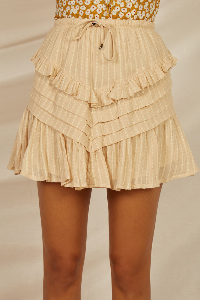 Acacia Mini Skirt Beige-Roy Dress