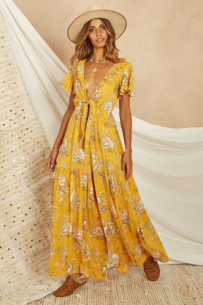 Aztec Jumpsuit Mustard-Roy Dress