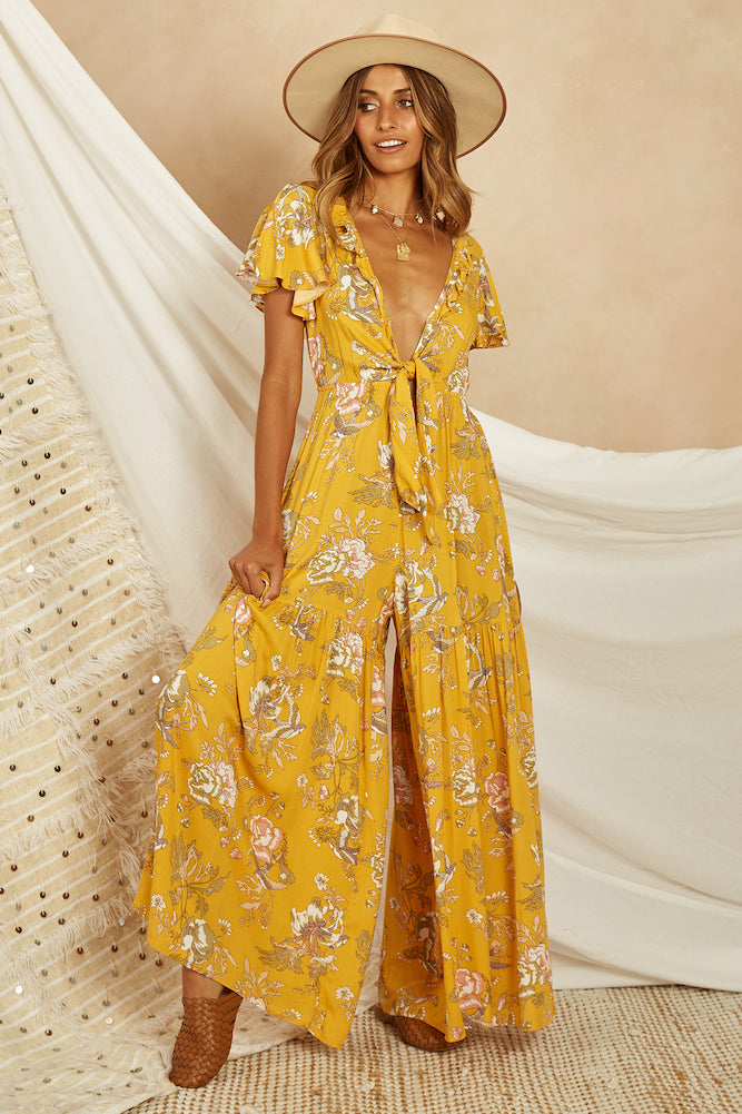 Aztec Jumpsuit Mustard-Roy Dress