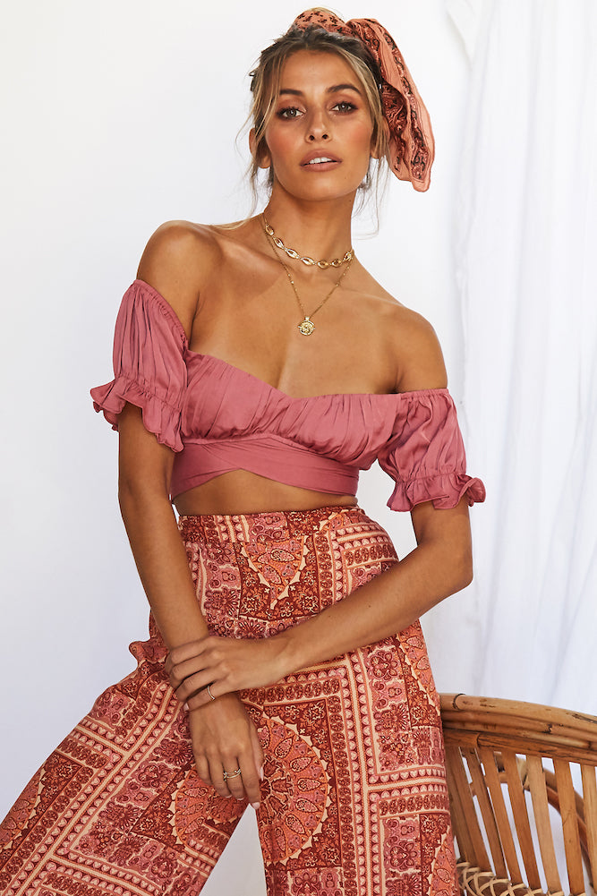 Eyes Like The Earth Crop Top Rose-Roy Dress