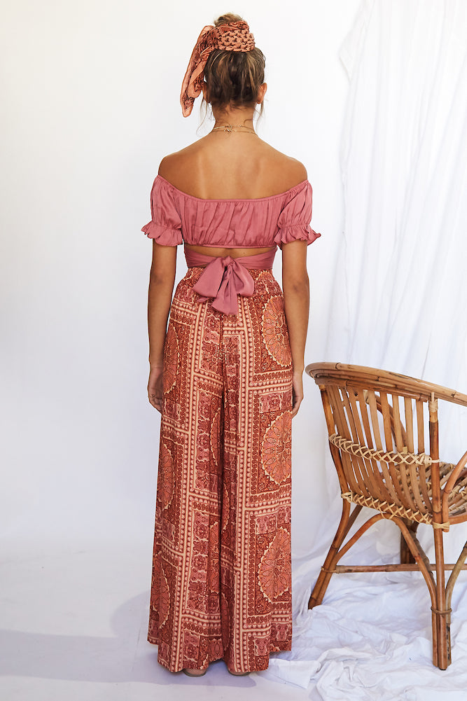 Eyes Like The Earth Crop Top Rose-Roy Dress