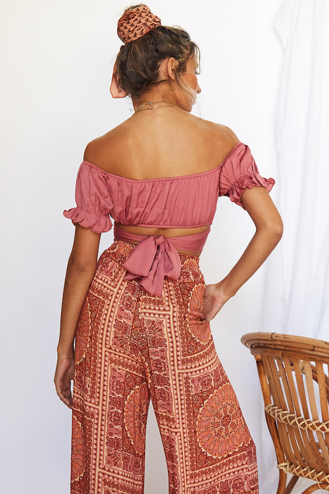 Eyes Like The Earth Crop Top Rose-Roy Dress