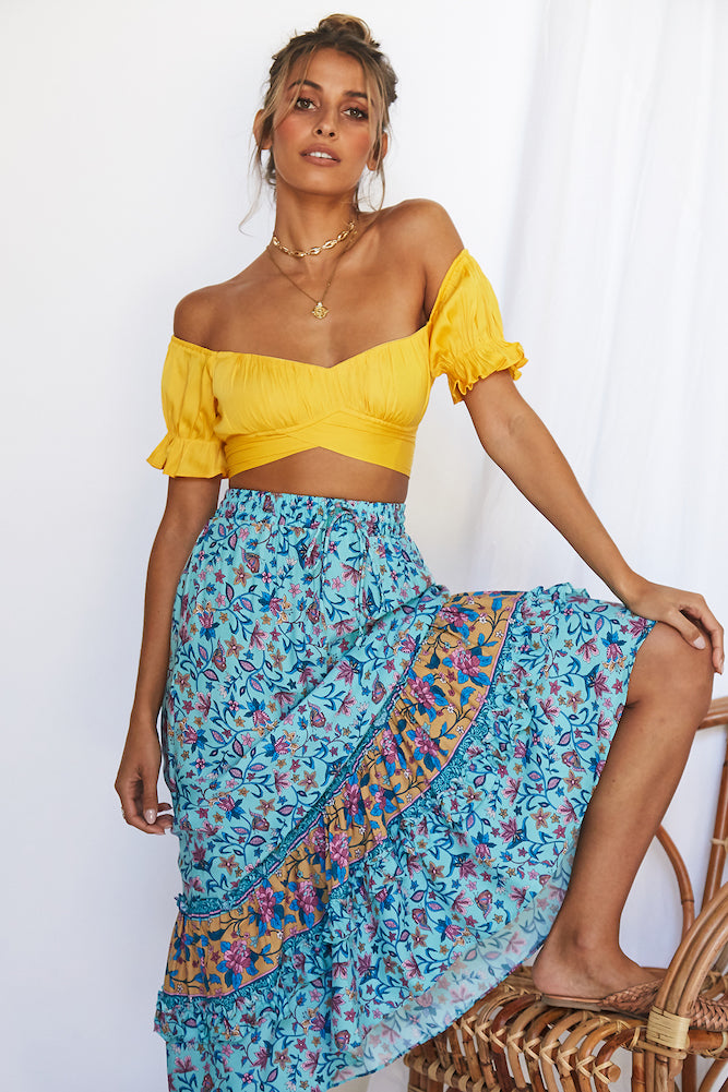 Eyes Like The Earth Crop Top Yellow-Roy Dress