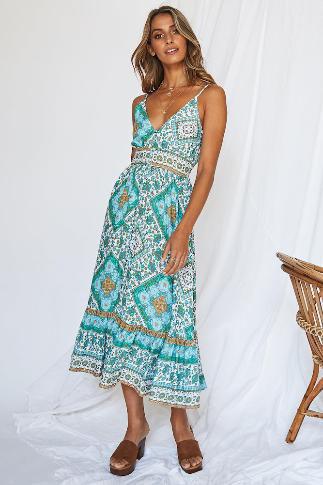 Adella Midi Dress Aqua-Roy Dress
