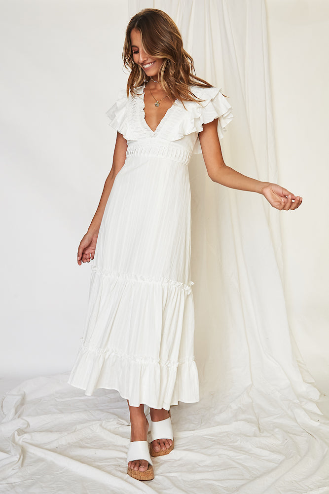 Aphrodite Midi Dress White-Roy Dress