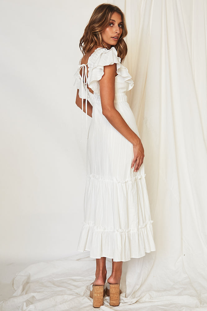 Aphrodite Midi Dress White-Roy Dress