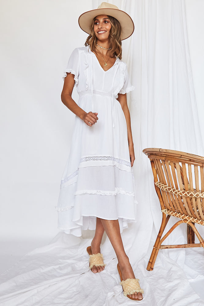 Mystery Of Love Midi Dress White-Roy Dress