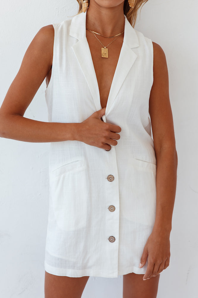 Back To The Coast Dress White-Roy Dress