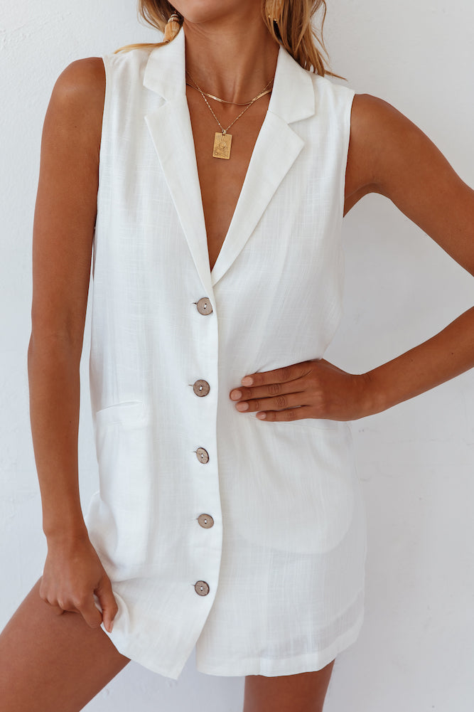 Back To The Coast Dress White-Roy Dress