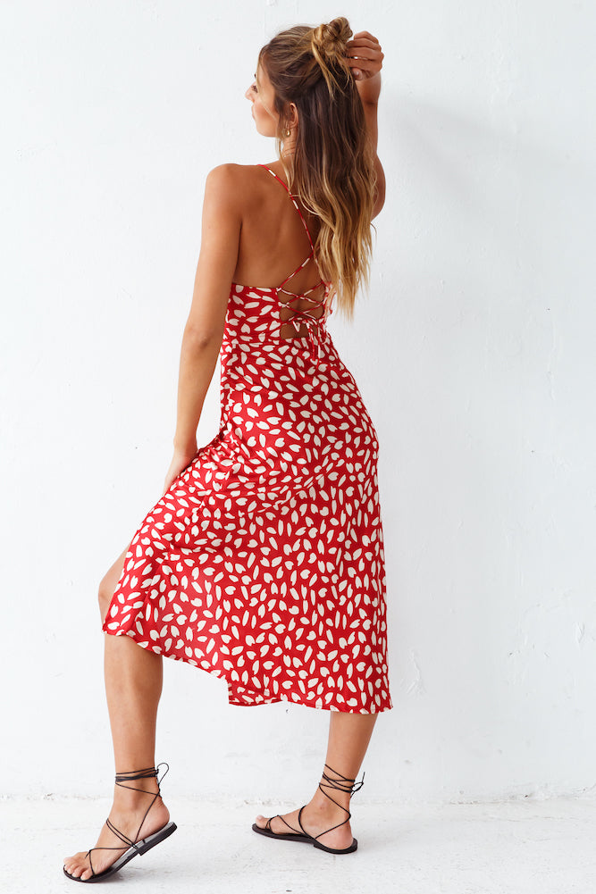 Next Flight Home Midi Dress Red-Roy Dress