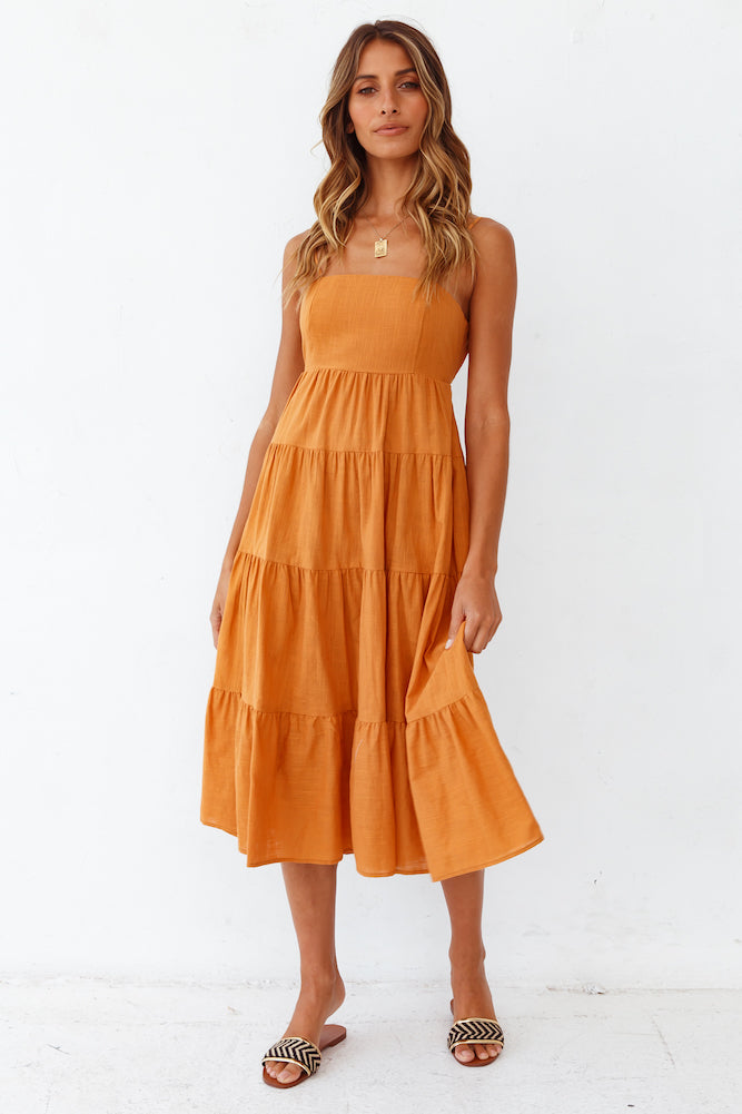 These Nights Midi Dress Ochre-Roy Dress