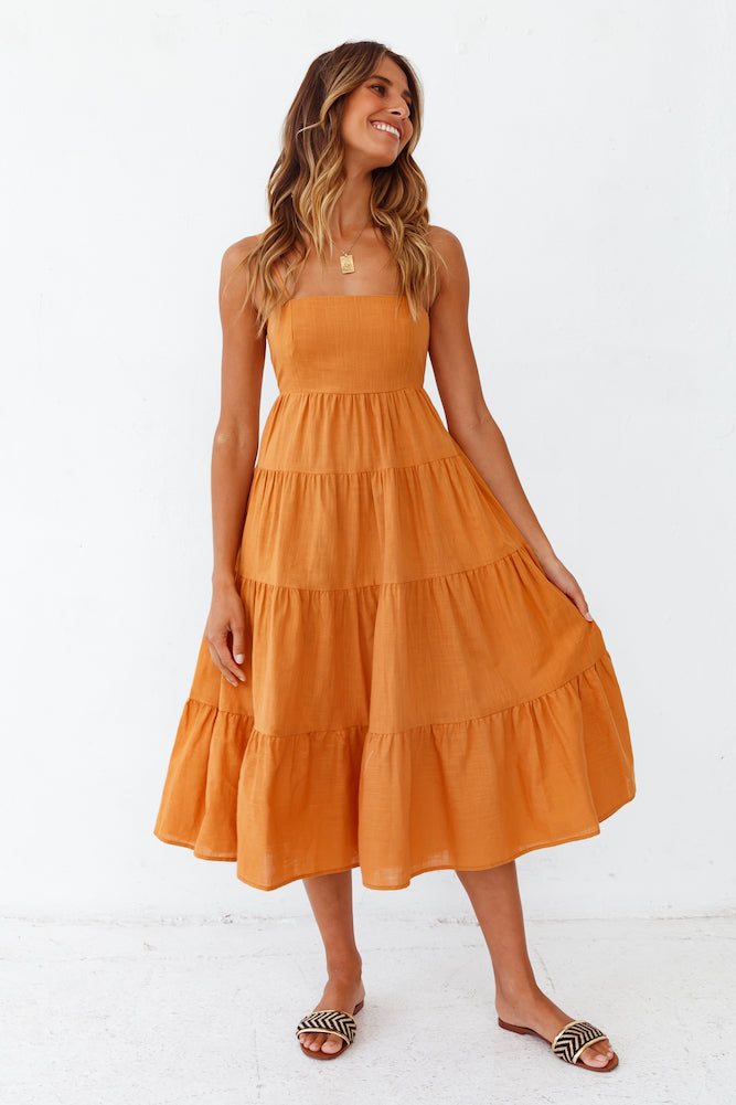 These Nights Midi Dress Ochre-Roy Dress