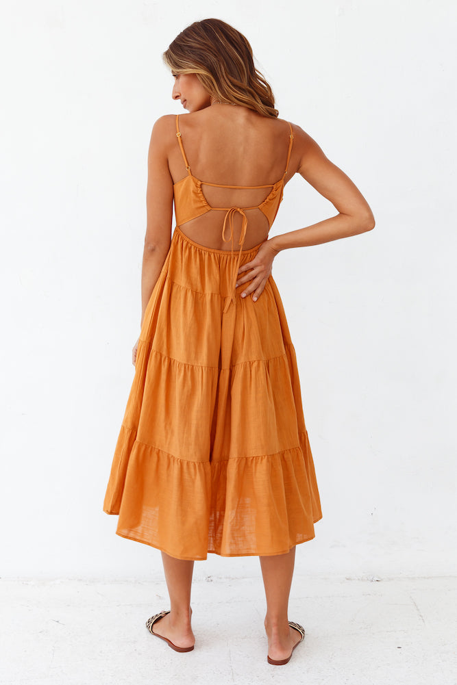 These Nights Midi Dress Ochre-Roy Dress