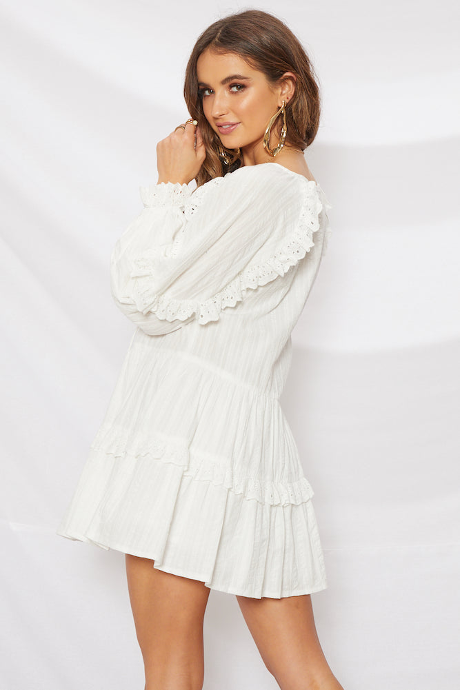 Across The Board Dress White-Roy Dress