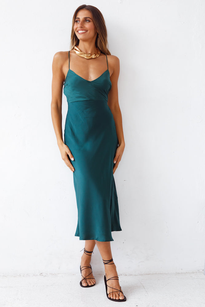 Autumn Valley Midi Dress Forest Green-Roy Dress
