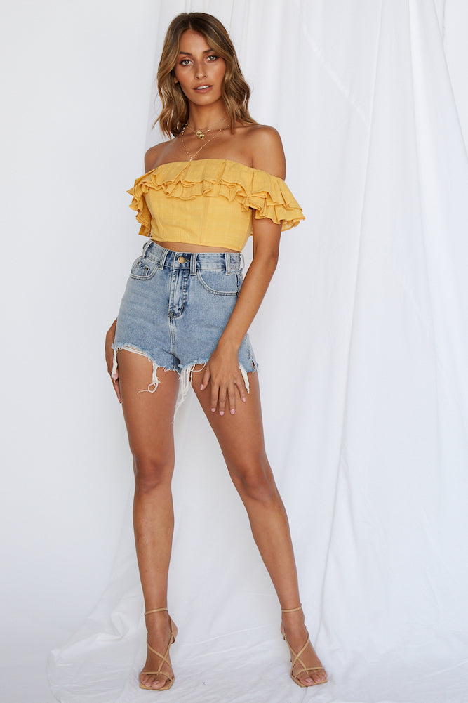 Eye Catcher Crop Top Mustard-Roy Dress