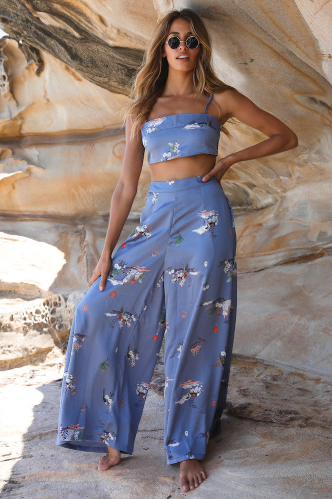 Fade Away Crop Top Blue-Roy Dress