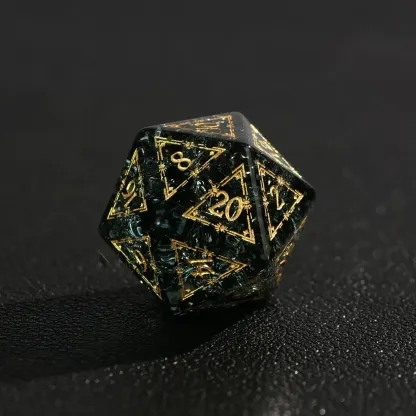 Black Sparkle DND Dice Set – Handcrafted Matte Black Gemstone Polyhedral Dice