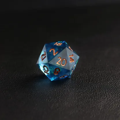 Blue Lightning DND Dice Set – Sharp-Edge Polyhedral D&D Dice
