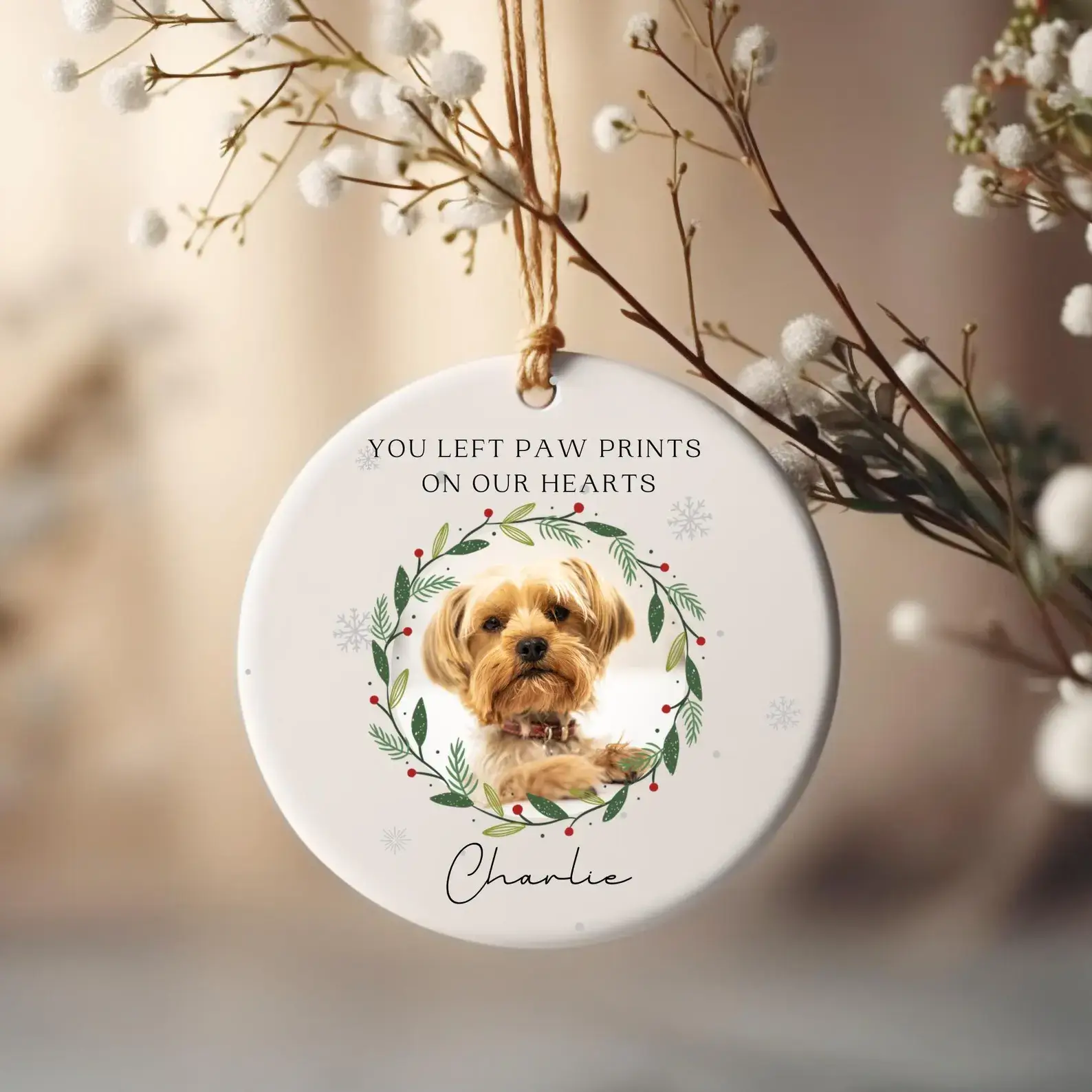 Personalised Pet Photo Christmas Memorial Bauble