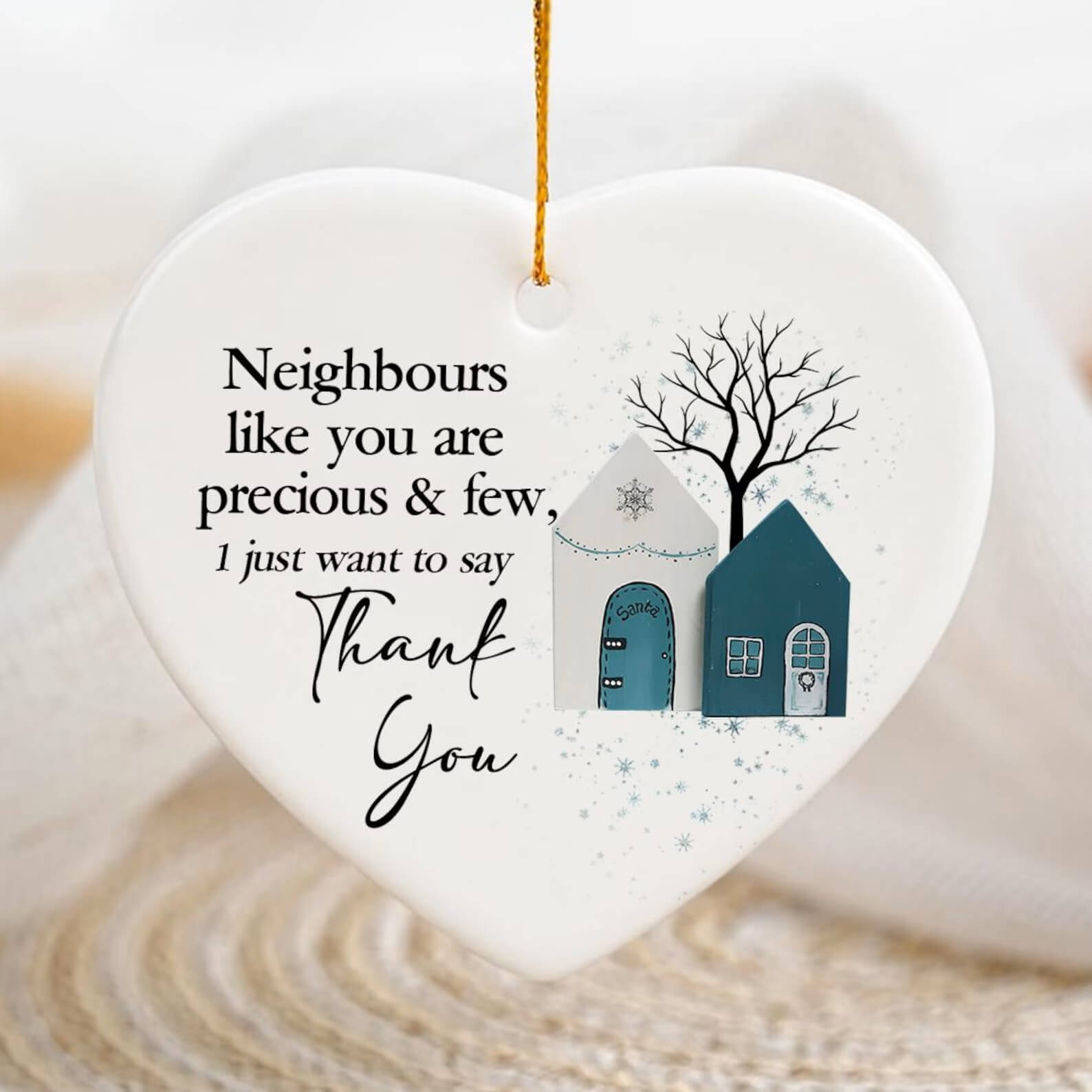 Christmas Keepsake for Neighbor – Thank You Heart Ornament 2025